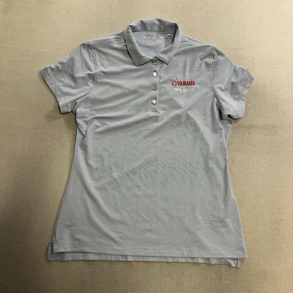Peter Millar Polo Shirt Women's Size Large Blue Yamaha Golf Performance Golf Top